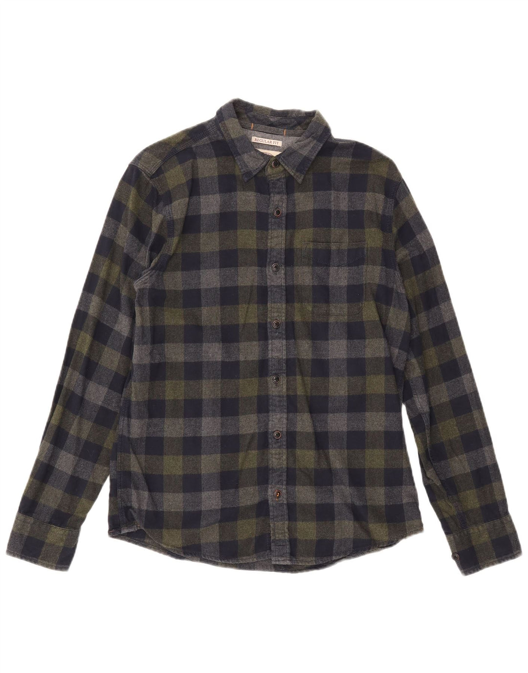 Camisa masculina de flanela de ajuste regular Fat Face pequena algodão guingão azul marinho