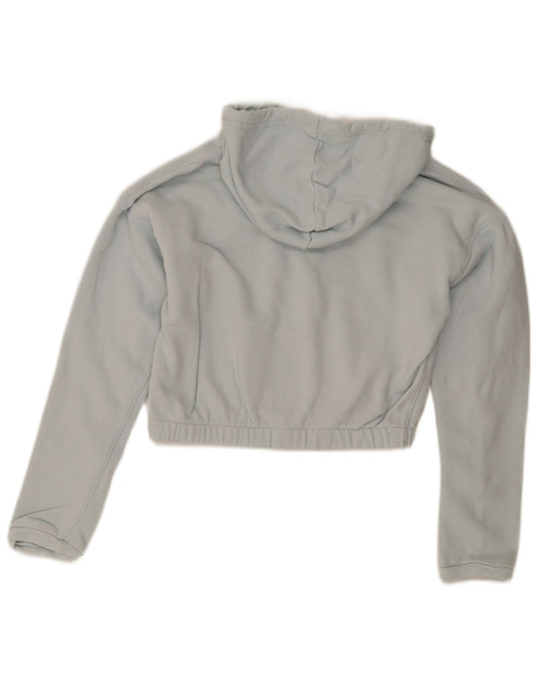 Adidas Womens Crop Graphic Crop Hoodie Jumper UK 10 Small Blue Colourblock