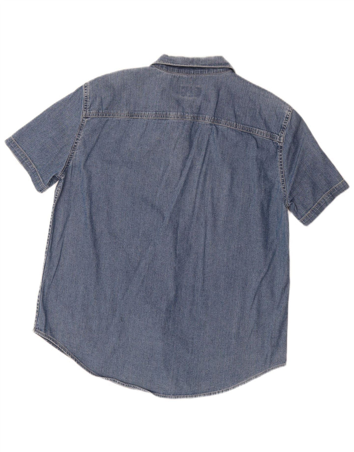 CALVIN KLEIN JEANS Camisa jeans feminina de manga curta Reino Unido 18 XL algodão azul