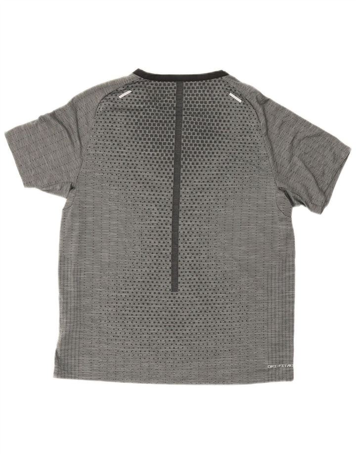 Camiseta masculina Nike Dri Fit Top cinza médio poliéster geométrico