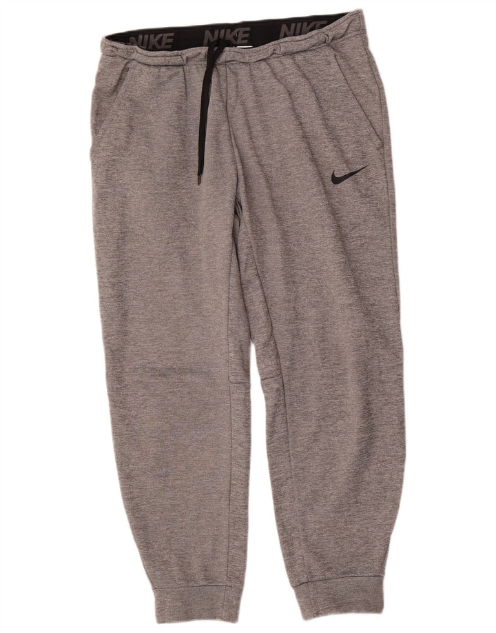 Calça esportiva masculina Nike Therma-Fit, calça jogger grande cinza poliéster