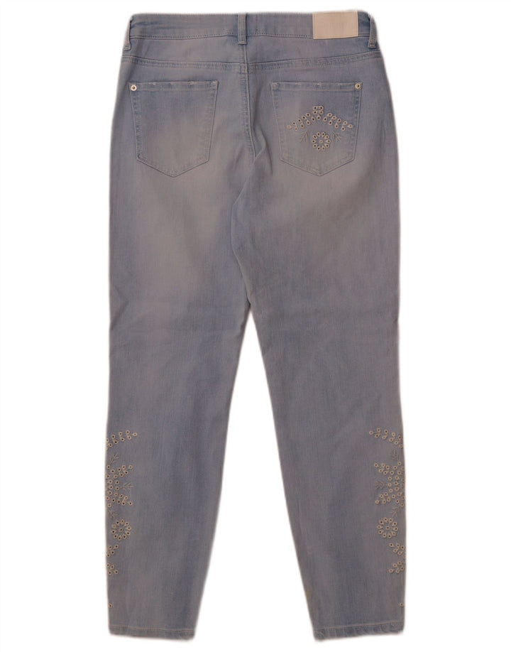 Desigual Jeans Slim Feminino W31 L26 Azul Floral Algodão