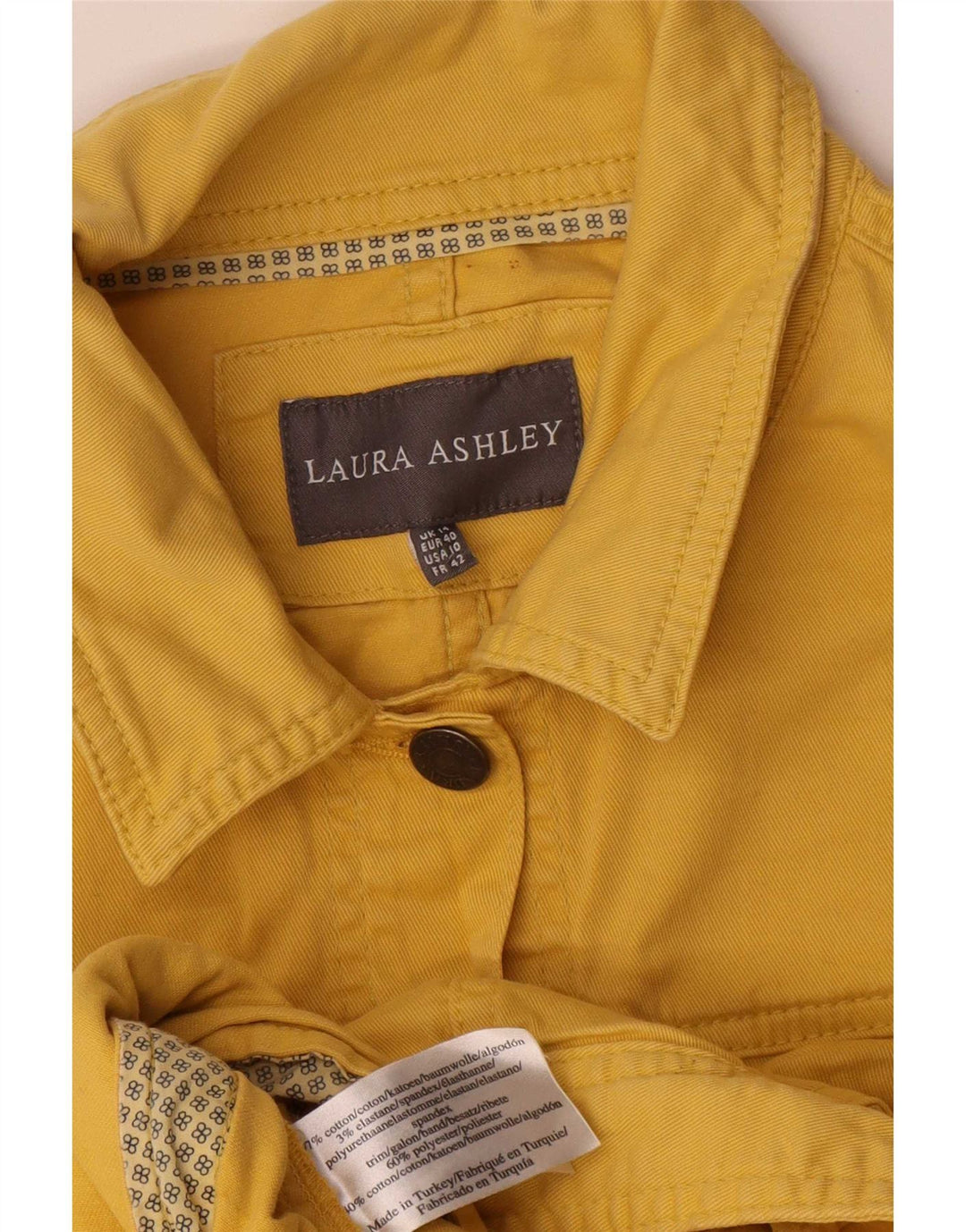 Jaqueta jeans feminina grande Laura Ashley UK 14 grande algodão amarelo