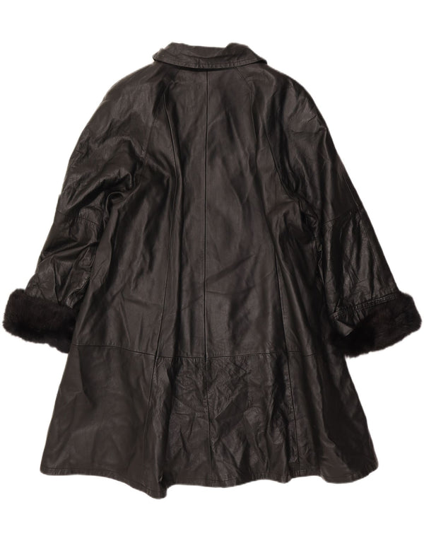 Vintage Womens Leather Coat IT 46 Large Black