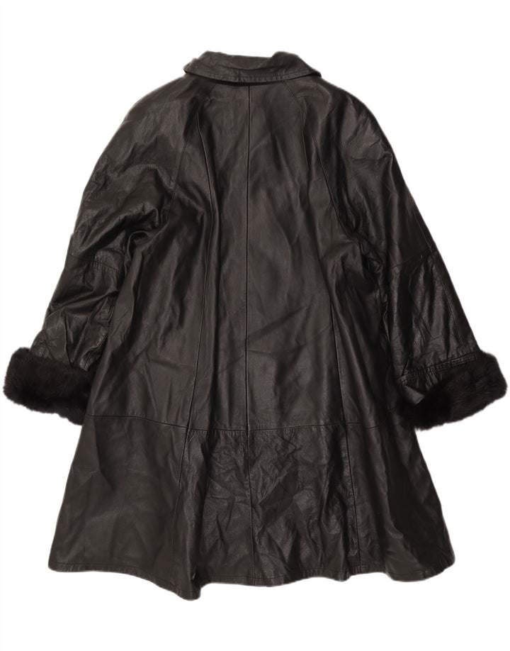 Casaco de couro feminino vintage IT 46 grande preto