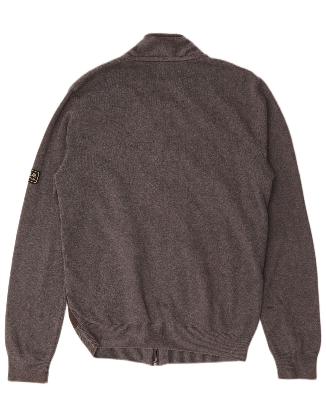 Suéter cardigã masculino Barbour algodão cinza médio