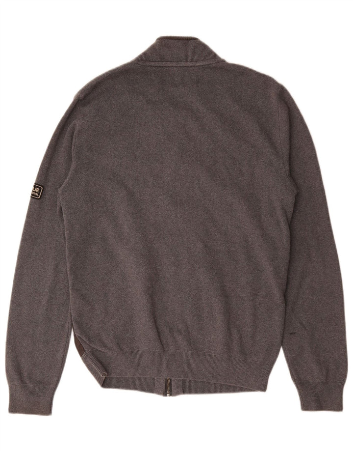 Suéter cardigã masculino Barbour algodão cinza médio