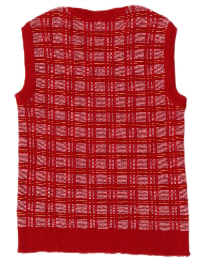 Colete feminino vintage regata IT 46 grande xadrez vermelho
