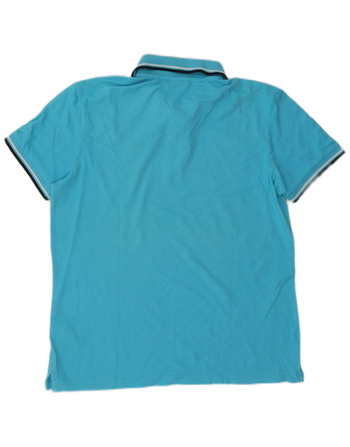 Camisa polo masculina Diadora grande algodão azul