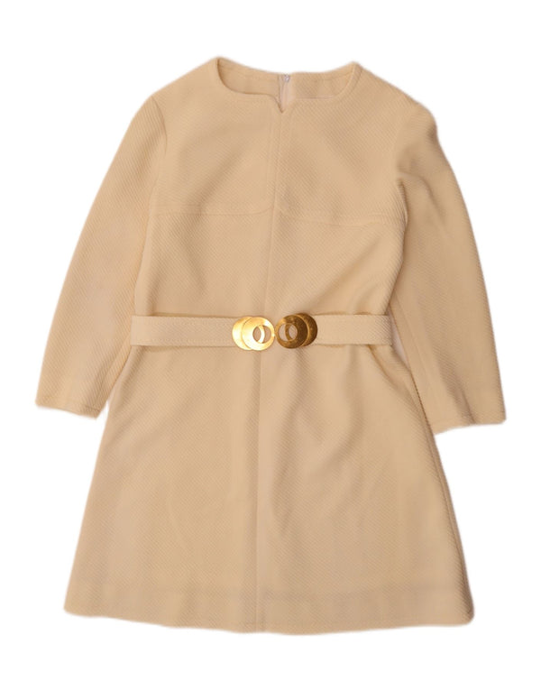 Vestido feminino vintage manga 3/4 linha A IT 46 grande off white