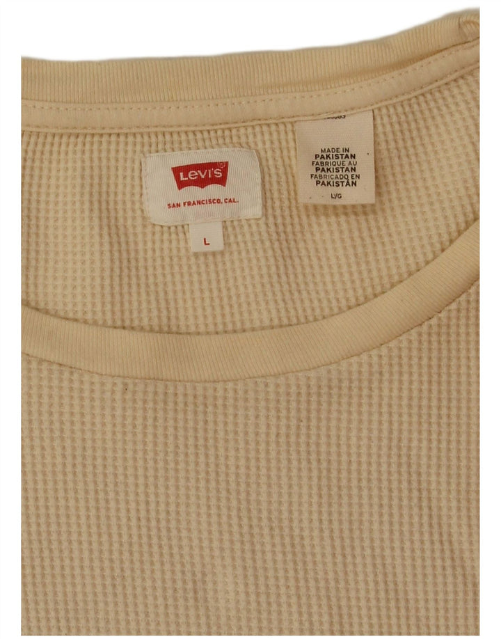 Levi's Mens Loose Fit Top Manga Longa Grande Algodão Bege