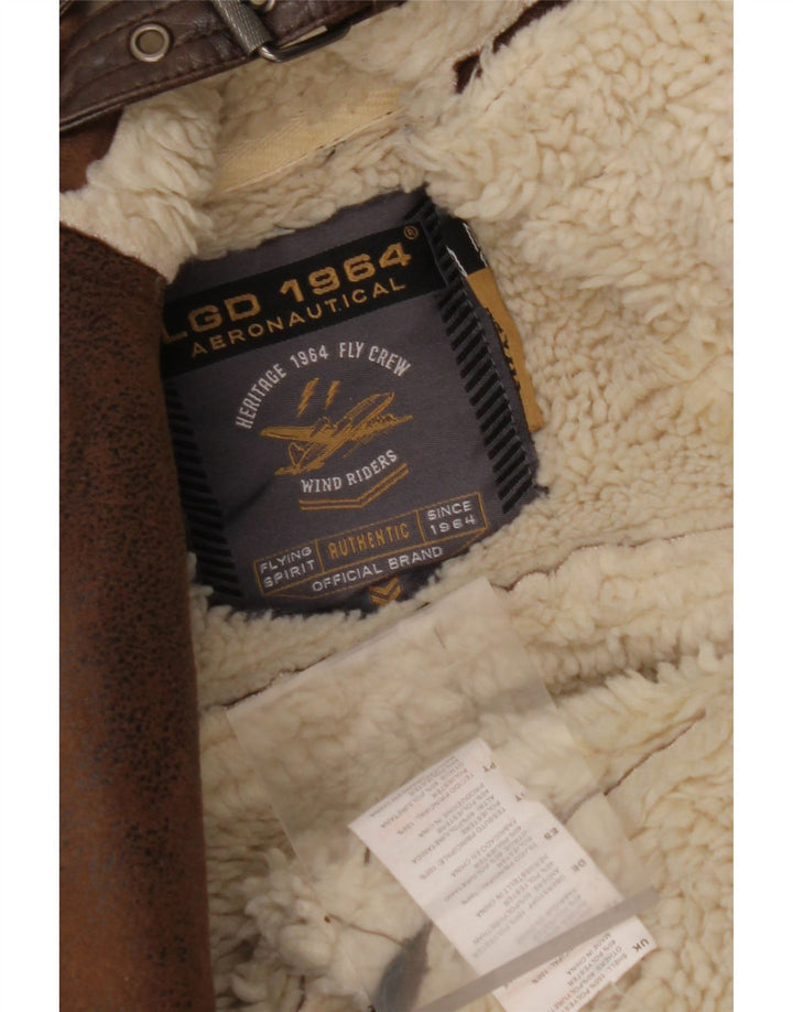 Jaqueta masculina Flight Sherpa da AERONAUTICA MILITARE Reino Unido 36 poliéster marrom pequeno