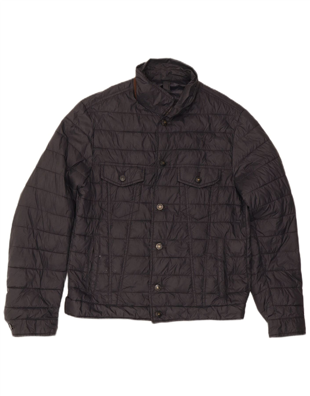 Jaqueta acolchoada masculina MASSIMO DUTTI UK 40 grande poliéster preto