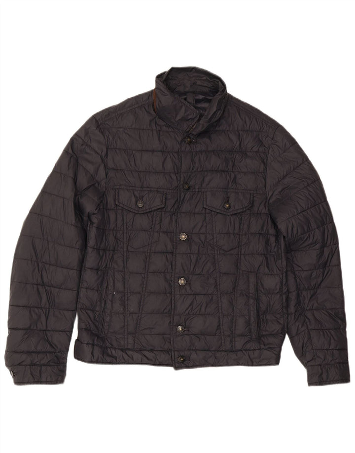 Jaqueta acolchoada masculina MASSIMO DUTTI UK 40 grande poliéster preto