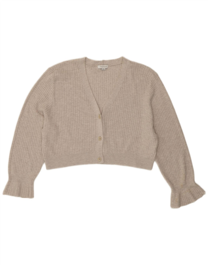 Topshop Suéter Cardigan Feminino Crop Oversized Reino Unido 14 Poliéster Cinza Médio