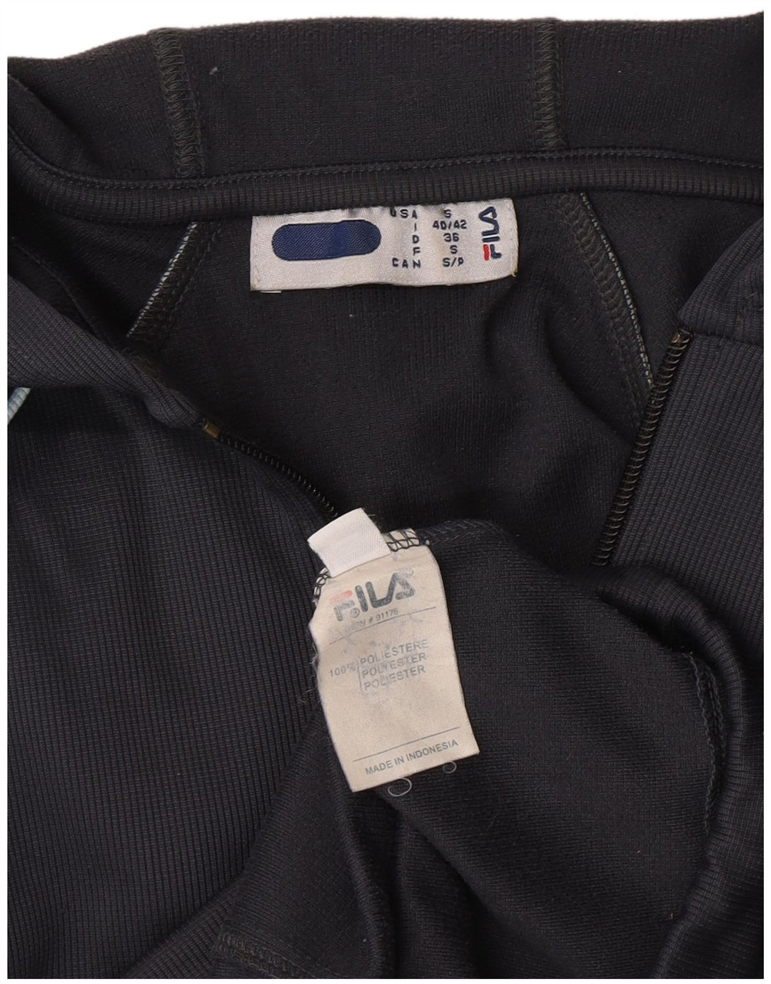 Suéter feminino Fila com capuz e zíper IT 40/42 pequeno azul marinho poliéster