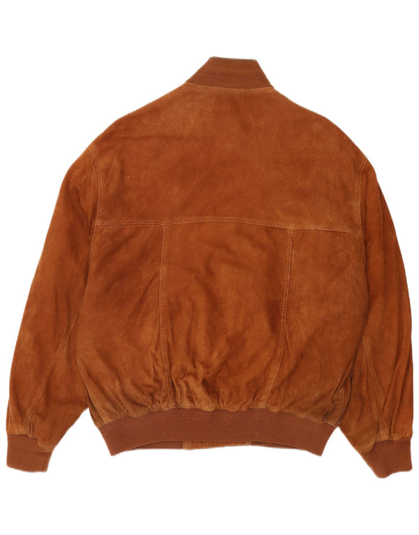 Jaqueta bomber de camurça masculina vintage UE 50 grande couro marrom