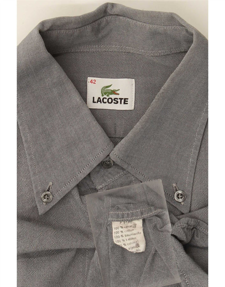 Camisa masculina Lacoste tamanho 42 grande algodão cinza