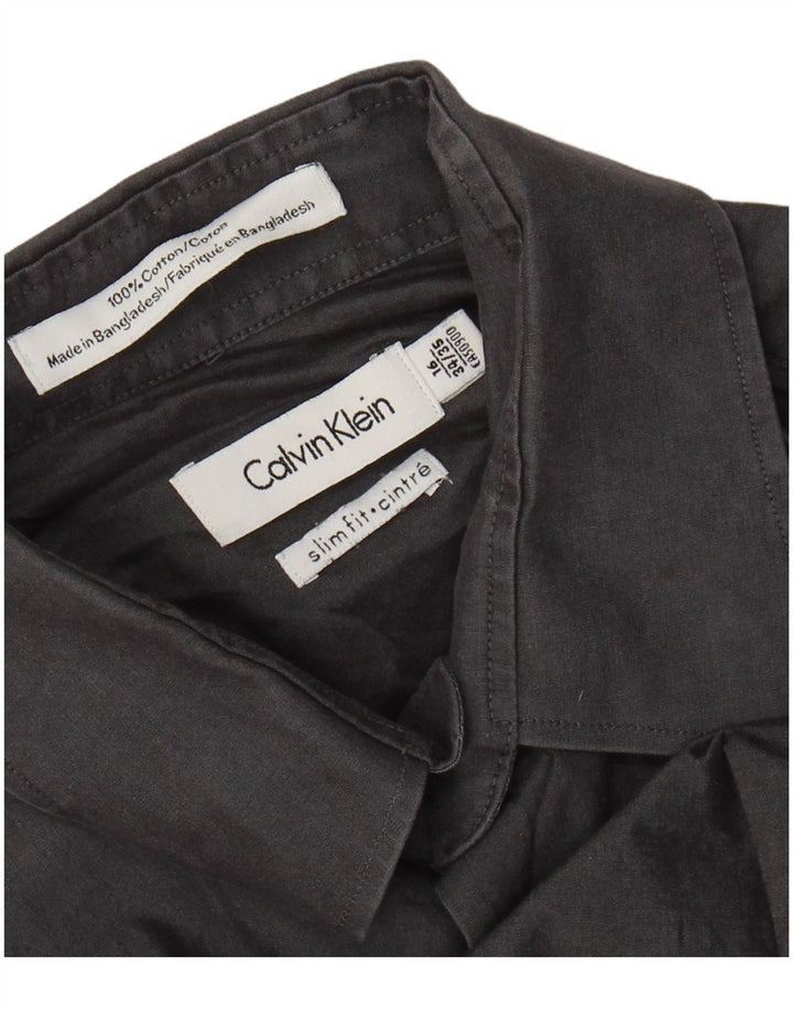 Camisa masculina CALVIN KLEIN Slim Fit tamanho 16 grande algodão cinza
