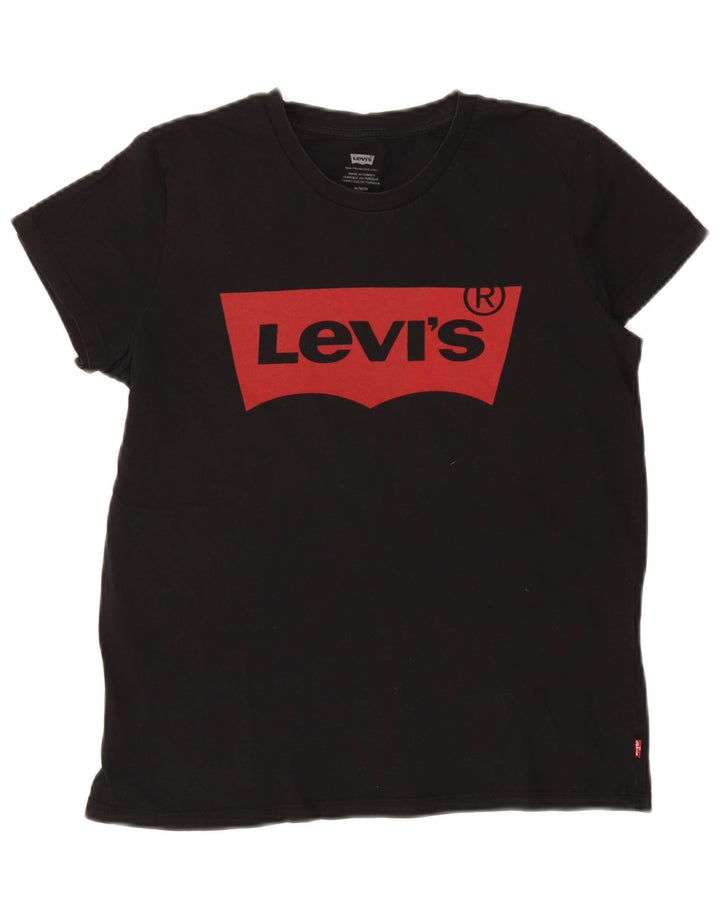 Camiseta feminina gráfica Levi's Top UK 14 médio algodão preto
