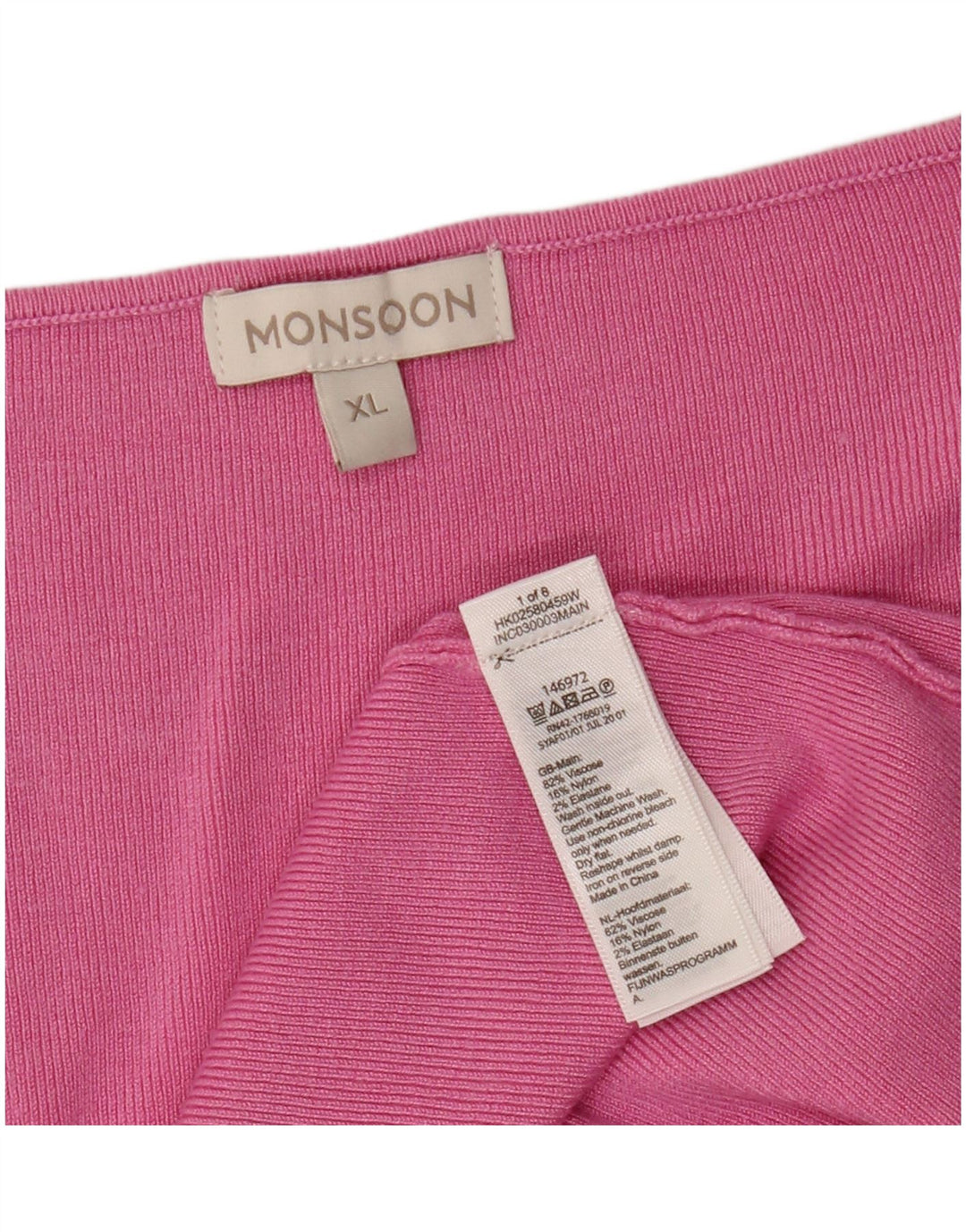 Suéter feminino MONSOON com decote em V Reino Unido 18 XL viscose rosa
