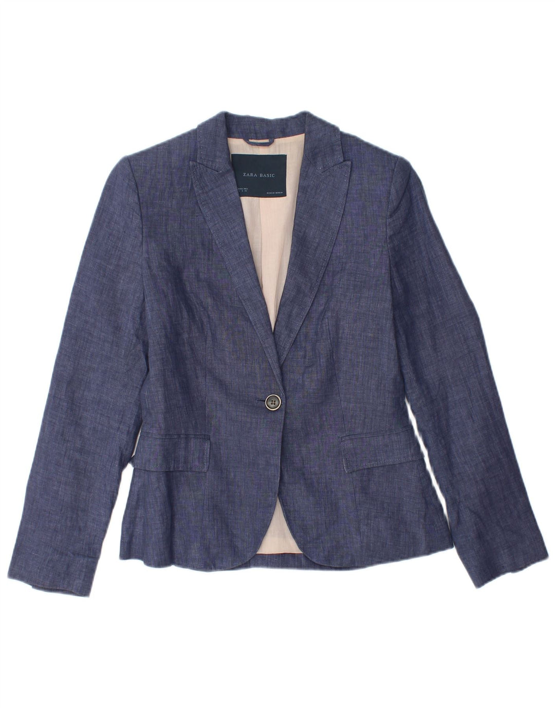 Jaqueta blazer feminina ZARA com 1 botão Reino Unido 10 pequeno azul