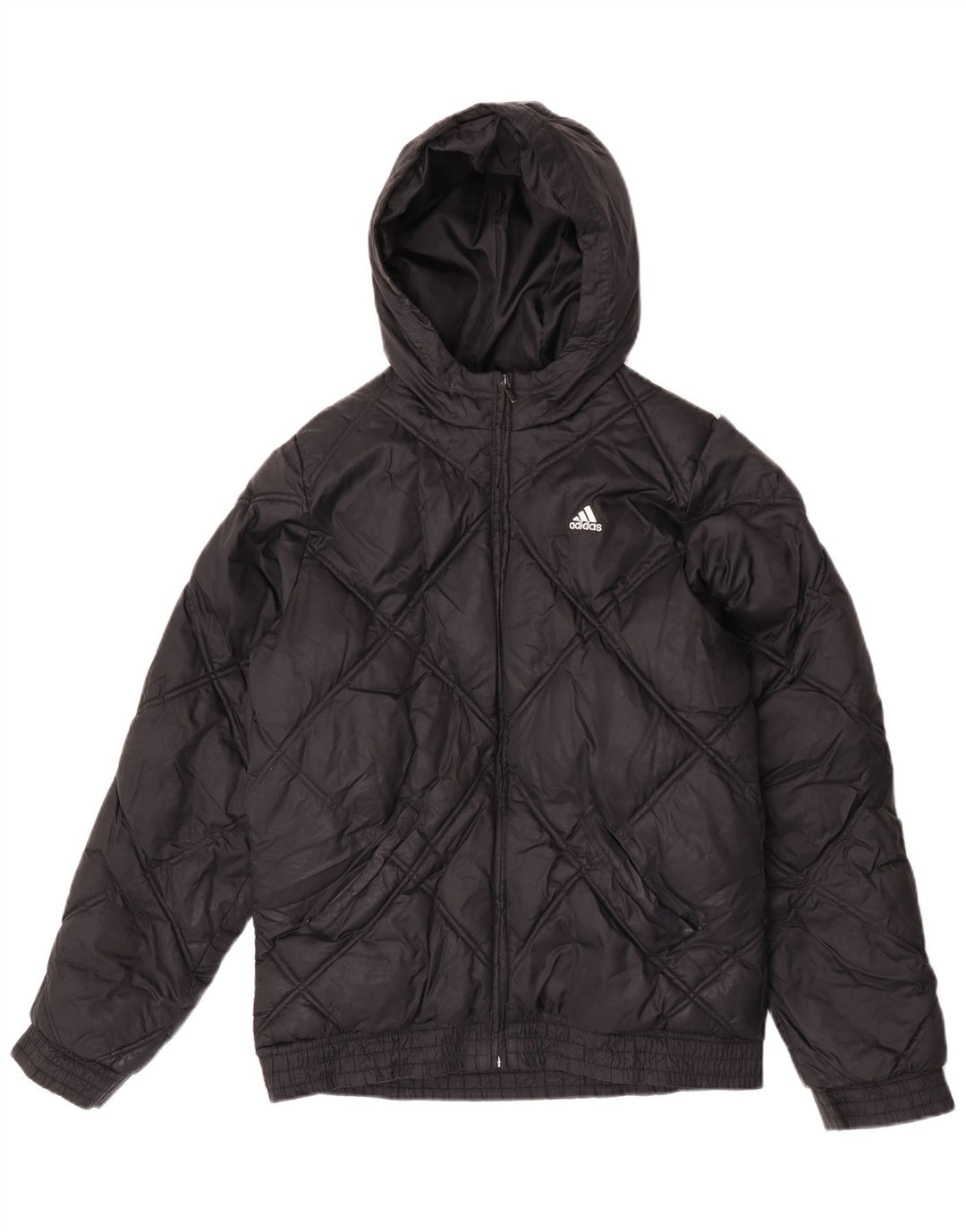Casaco acolchoado com capuz Adidas Boys 15-16 anos preto nylon