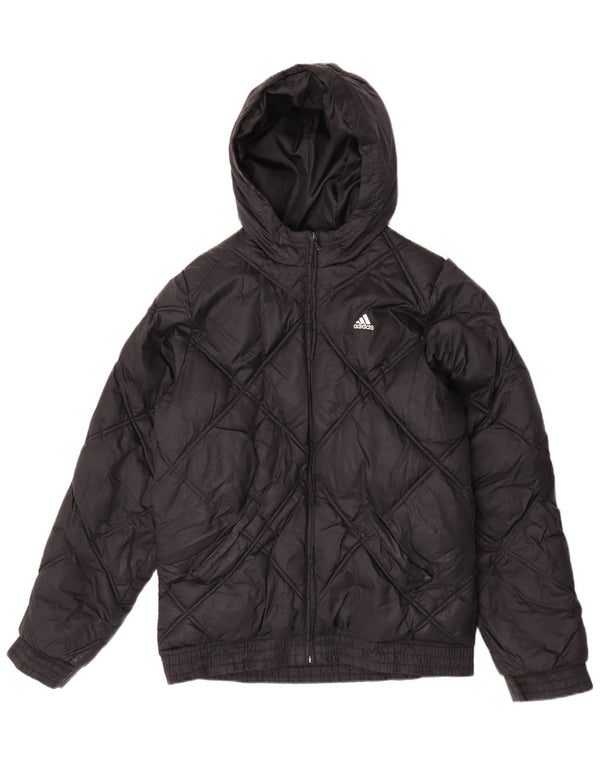 Casaco acolchoado com capuz Adidas Boys 15-16 anos preto nylon
