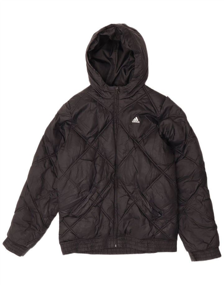 Casaco acolchoado com capuz Adidas Boys 15-16 anos preto nylon