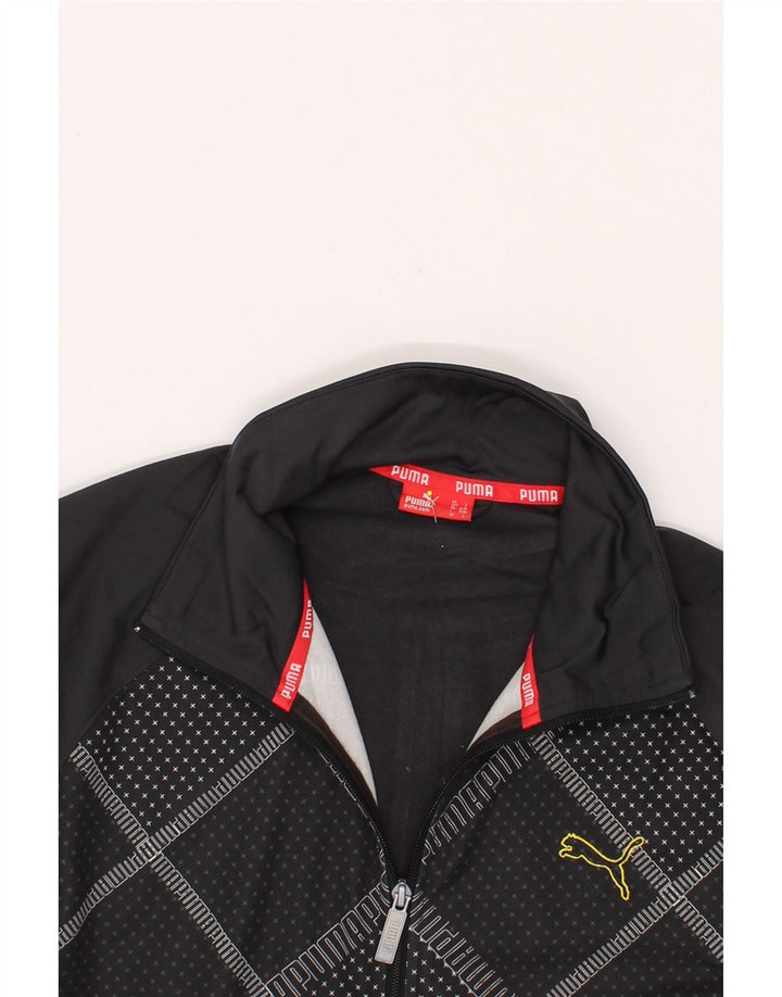 PUMA Mens Graphic Tracksuit Top Jaqueta Grande Poliéster Geométrico Cinza