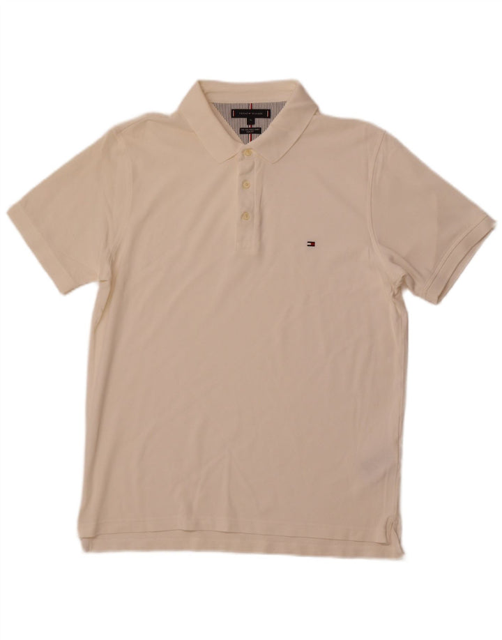 Camisa polo masculina TOMMY HILFIGER Slim Fit XL de algodão branco
