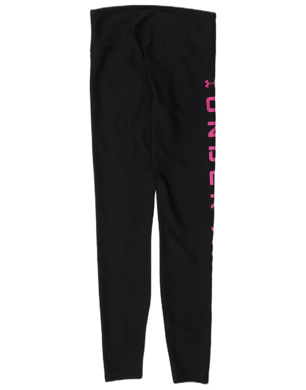 Under Armour Womens Heat Gear Graphic Leggings Reino Unido 10 Pequeno Poliéster Preto