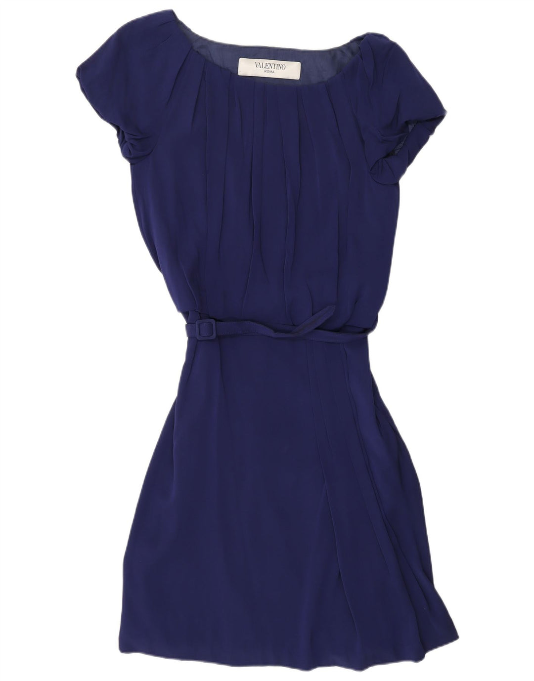 Vestido feminino linha A VALENTINO IT 42 seda azul marinho médio
