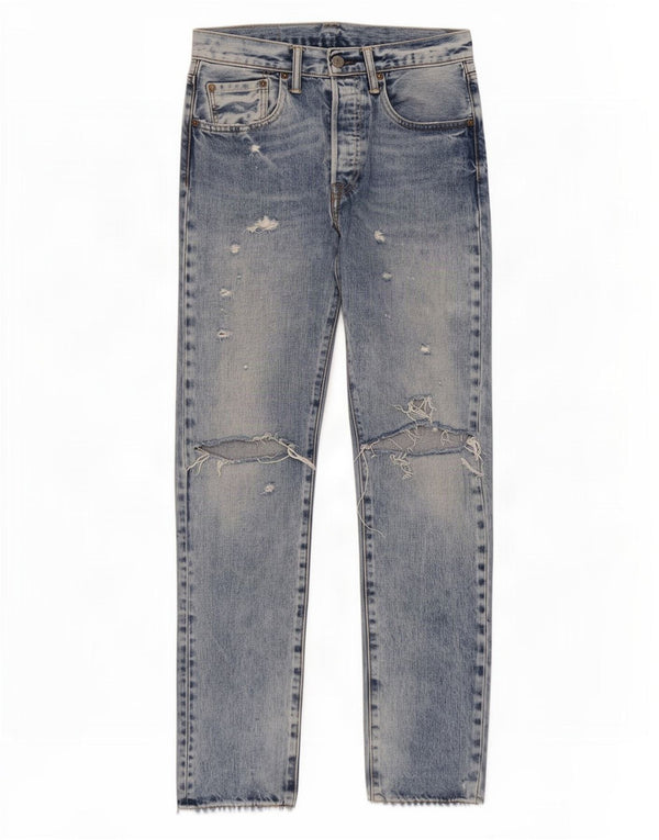 Calça jeans masculina Levi's 501 Distressed Tapered W28 L32 azul algodão