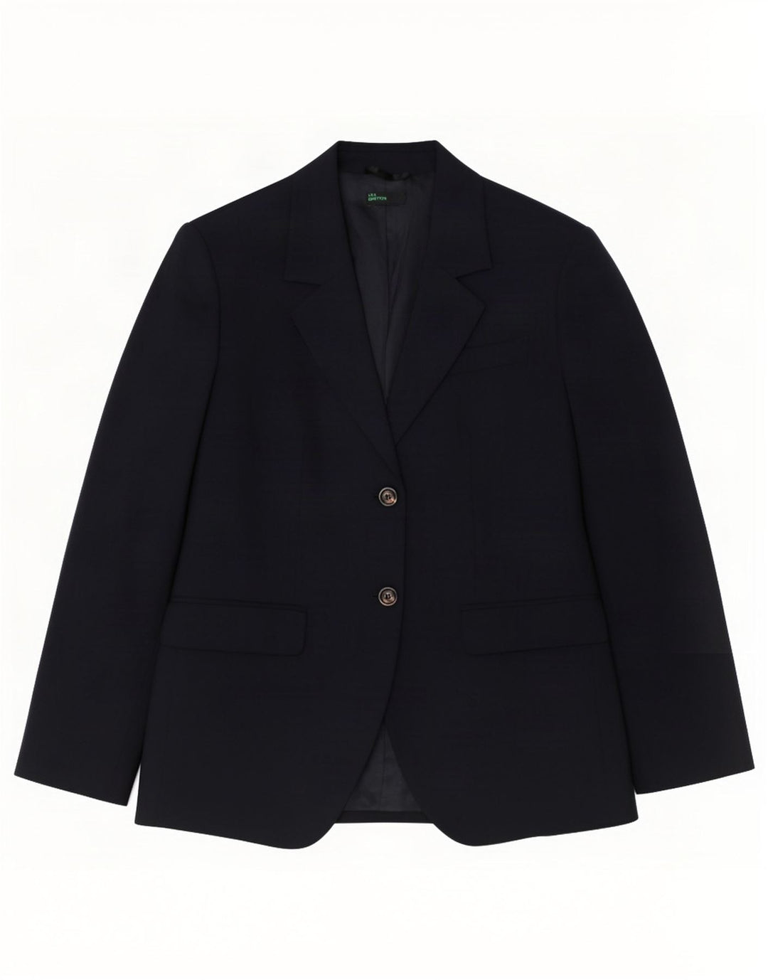 Jaqueta Blazer Feminina Benetton com 2 Botões IT 46 Grande Poliéster Azul Marinho