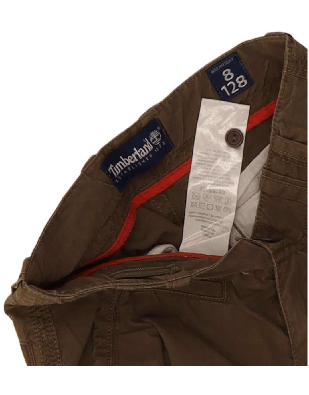 Shorts cargo masculinos Timberland 7-8 anos W20 algodão cáqui