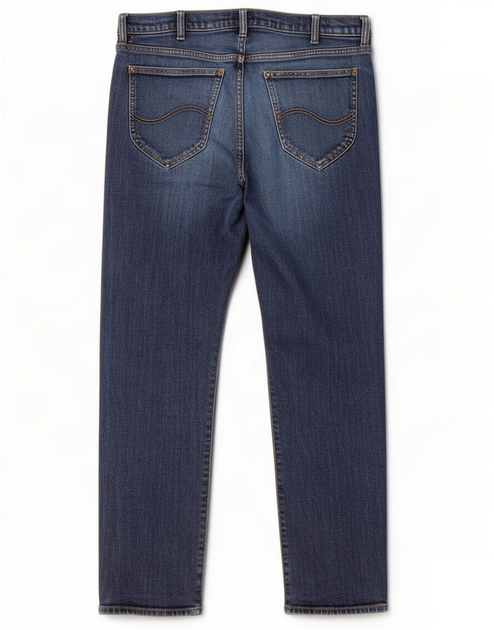 Lee Womens Daren Zip Fly Straight Jeans W36 L30 Azul Algodão