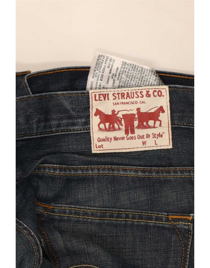 Jeans retos masculinos Levi's W33 L34 algodão azul marinho