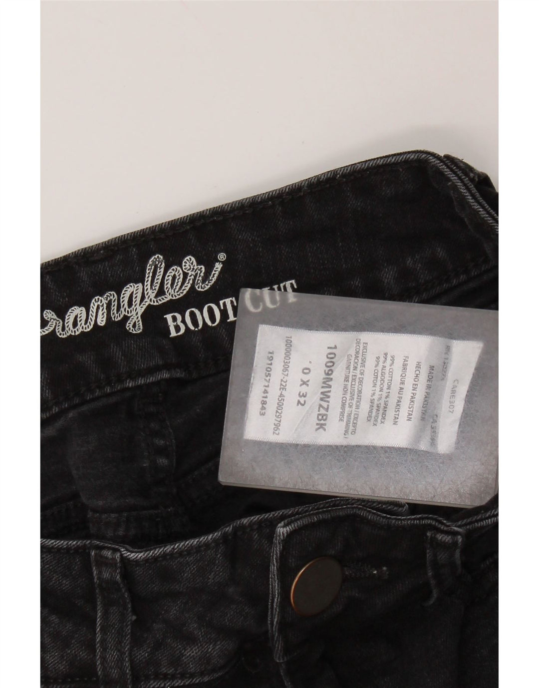 Jeans feminino Bootcut WRANGLER EUA 0 XS W26 L32 algodão preto