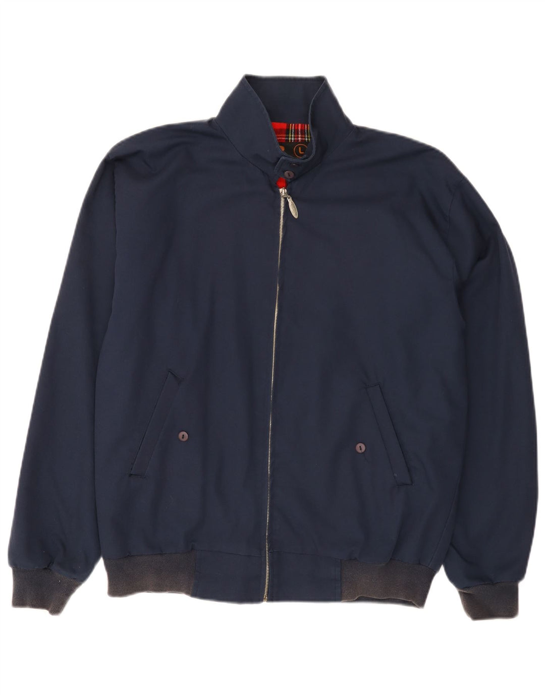 Jaqueta bomber masculina de três tempos Reino Unido 40 grande algodão azul marinho