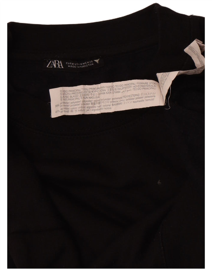 Zara Womens Crop Sweatshirt Jumper UK 14 Médio Preto Poliéster