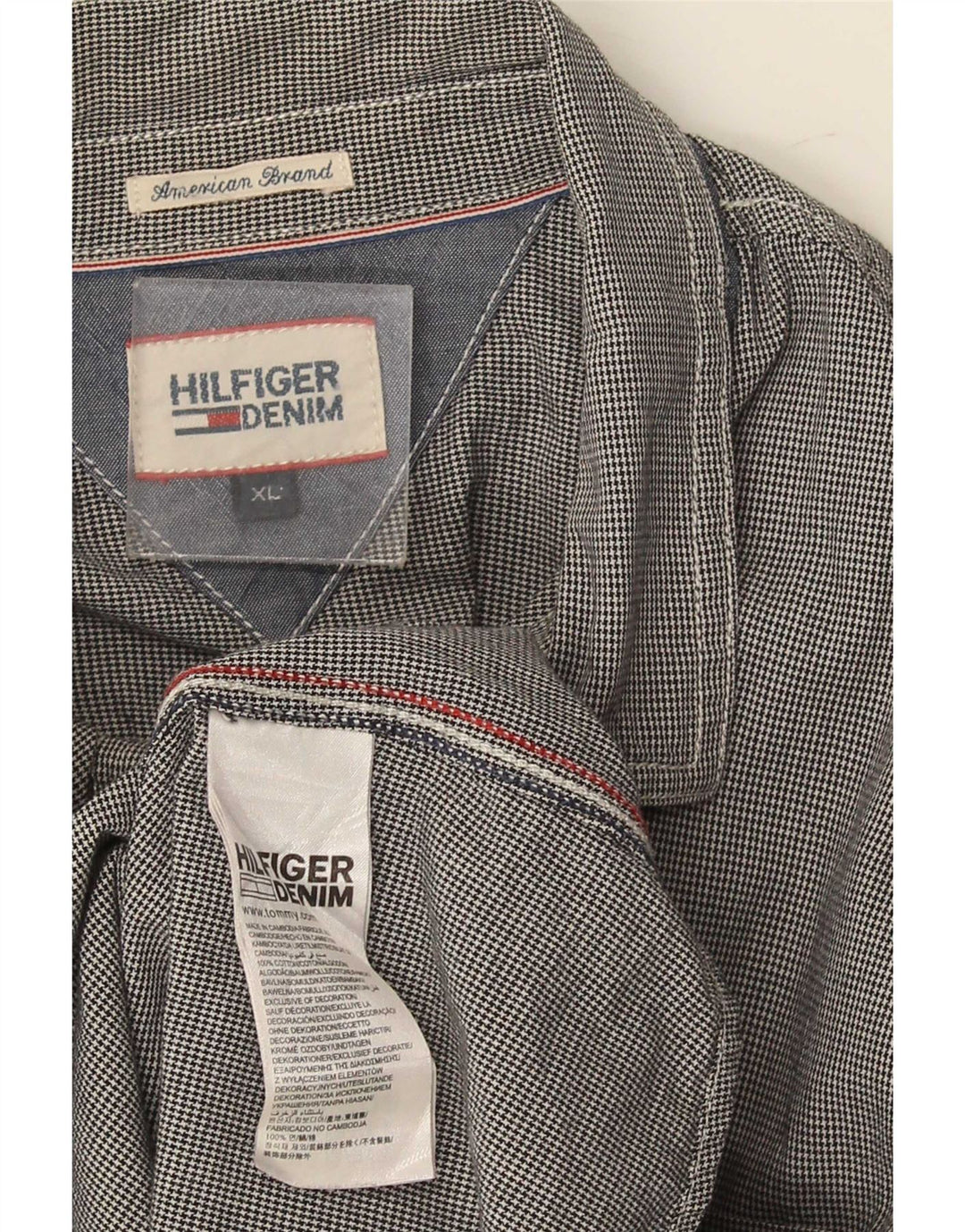 Camisa masculina Tommy Hilfiger XL azul marinho algodão houndstooth