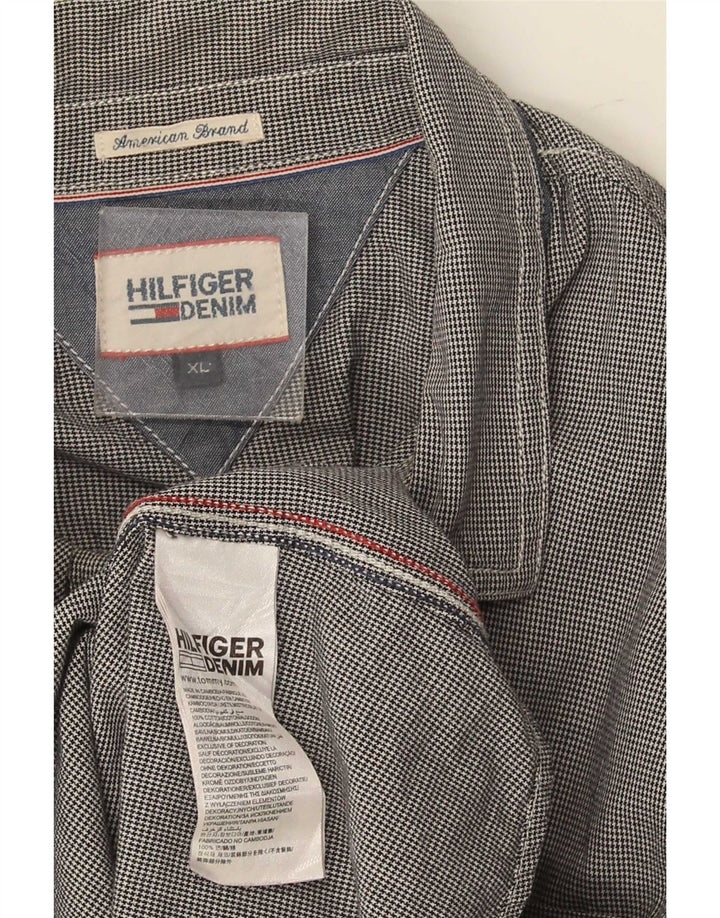 Camisa masculina Tommy Hilfiger XL azul marinho algodão houndstooth