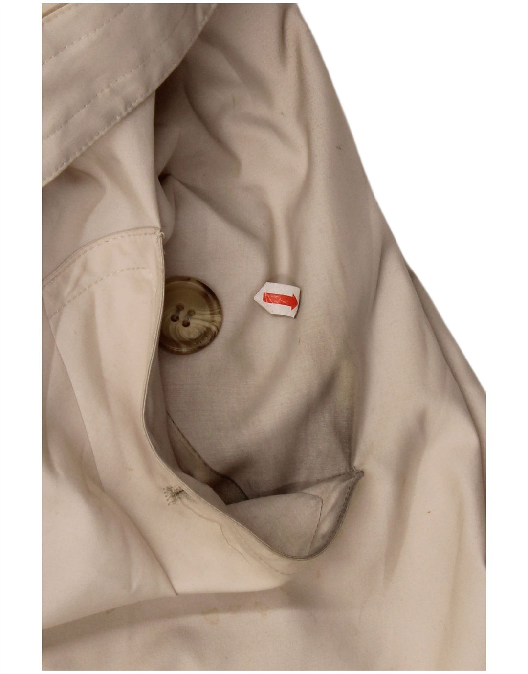 Trench Coat feminino Luisa Spagnoli UK 10 pequeno poliéster bege