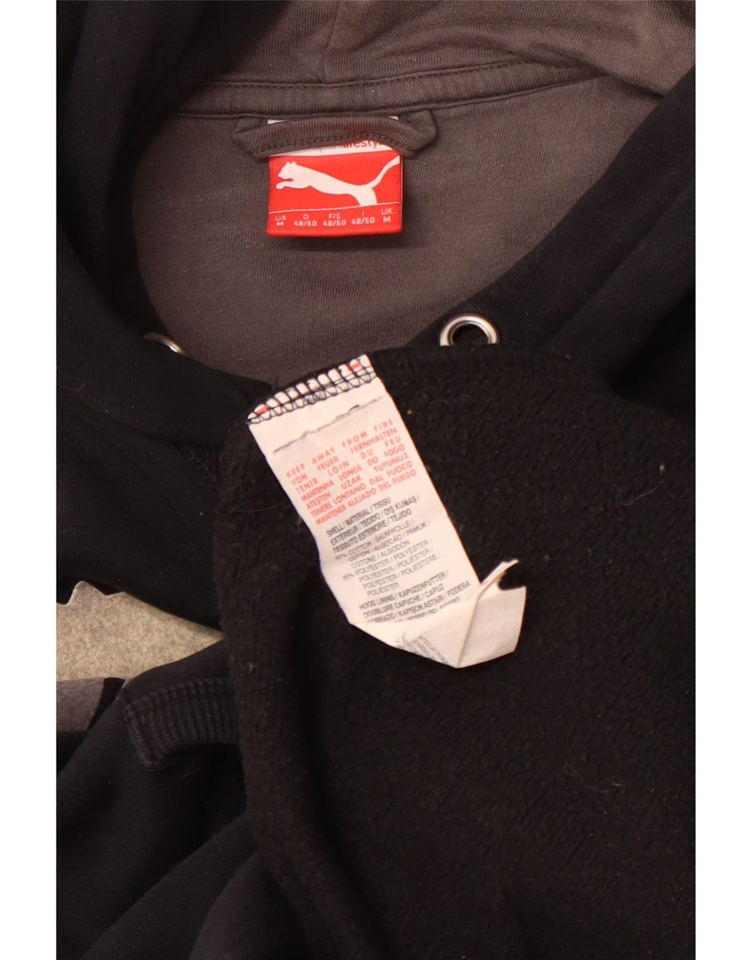 PUMA masculino gráfico moletom com capuz médio preto algodão esportivo