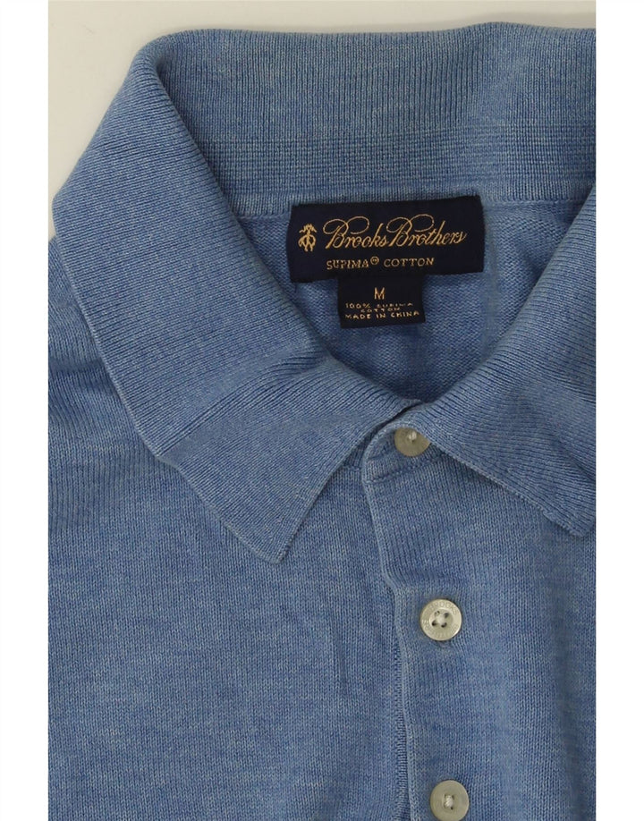 Camisa polo masculina Brooks Brothers algodão azul médio