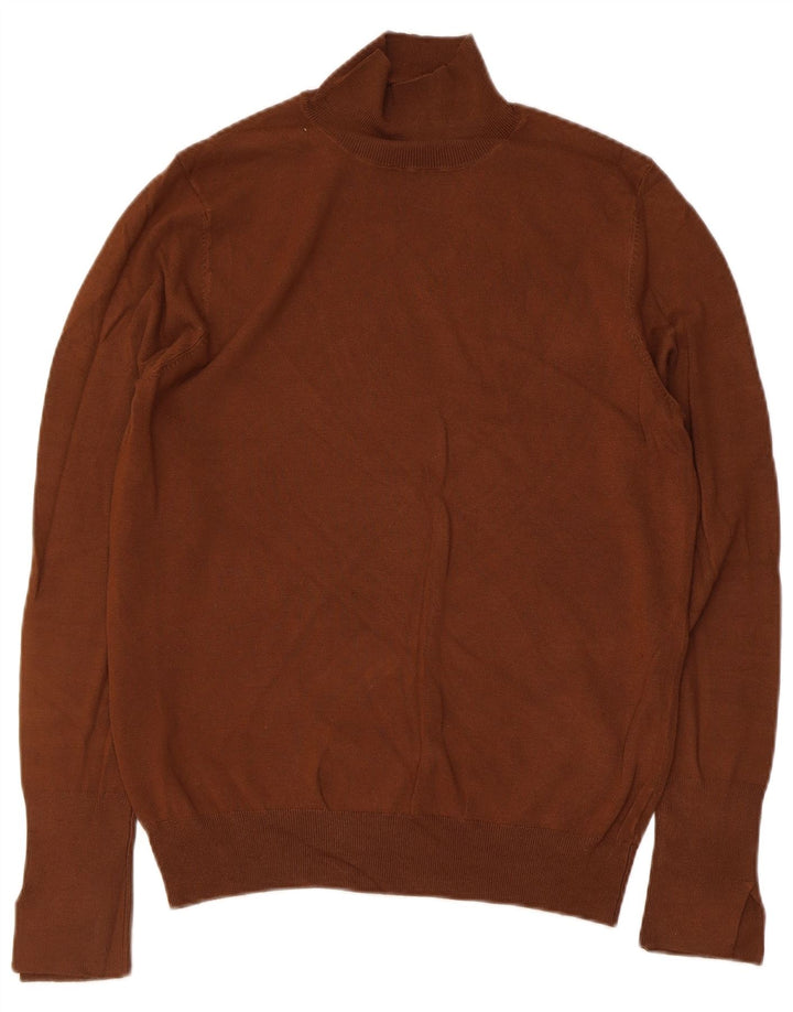 Suéter feminino Zara com gola tartaruga Reino Unido 14 grande marrom