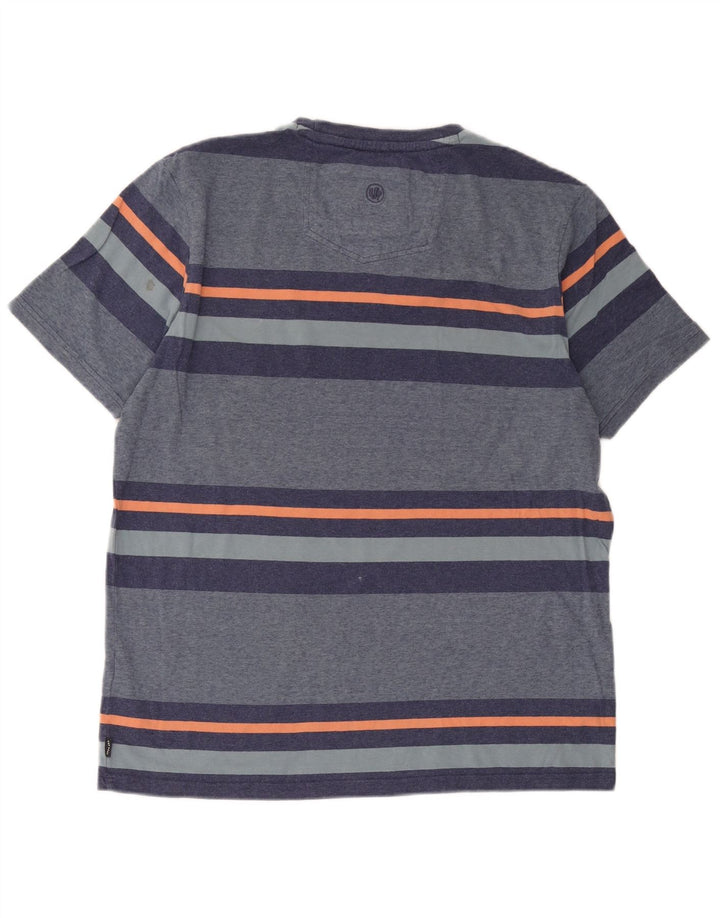 Camiseta masculina Fat Face Top grande algodão listrado azul