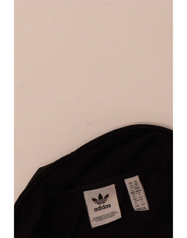 Adidas Womens Tracksuit Top Jacket UK 14 Medium Black Colourblock Poliéster