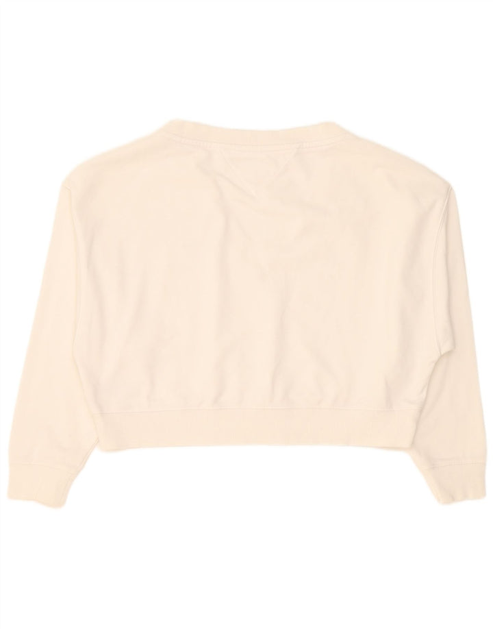 Suéter Tommy Hilfiger feminino cropped oversized Reino Unido 10 pequeno branco